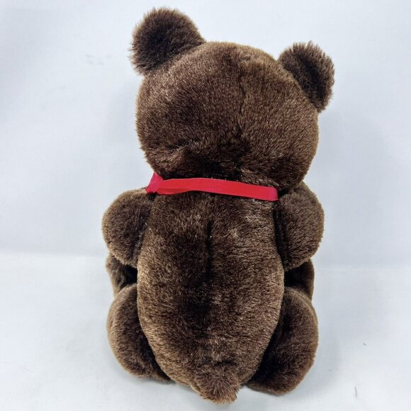 Dakin Theodore 1981 Teddy Bear Jointed Dark Brown Plush Red Bow Vintage with TAG - Picture 10 of 10